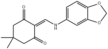 2-((Benzo[3,4-d]1,3-dioxolen-5-ylamino)methylene)-5,5-dimethylcyclohexane-1,3-dione 结构式