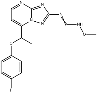 N-(7-[1-(4-Fluorophenoxy)ethyl][1,2,4]triazolo[1,5-a]pyrimidin-2-yl)-N'-methoxyiminoformamide 结构式