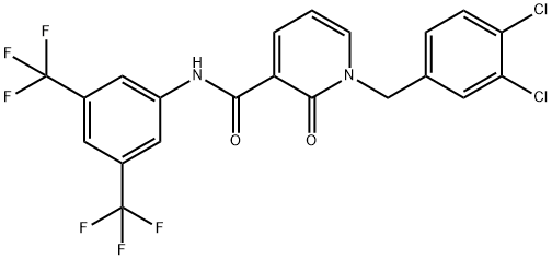 N-[3,5-BIS(TRIFLUOROMETHYL)PHENYL]-1-(3,4-DICHLOROBENZYL)-2-OXO-1,2-DIHYDRO-3-PYRIDINECARBOXAMIDE 结构式