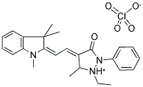 2-ETHYL-3-METHYL-4-(2-(1,3,3-TRIMETHYL-2-INDOLINYLIDENE)ETHYLIDENE)-5-OXO-1-PHENYL PYRAZOLIDINIUM PERCHLORATE 结构式