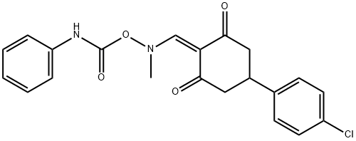 2-([[(Anilinocarbonyl)oxy](methyl)amino]methylene)-5-(4-chlorophenyl)-1,3-cyclohexanedione 结构式