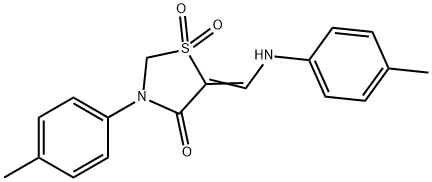 3-(4-METHYLPHENYL)-5-(4-TOLUIDINOMETHYLENE)-1LAMBDA6,3-THIAZOLANE-1,1,4-TRIONE 结构式