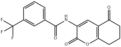 N-(2,5-DIOXO-5,6,7,8-TETRAHYDRO-2H-CHROMEN-3-YL)-3-(TRIFLUOROMETHYL)BENZENECARBOXAMIDE 结构式