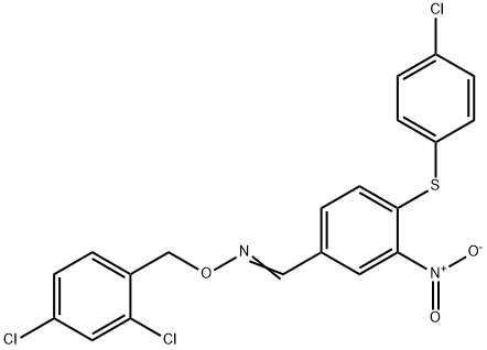 4-[(4-CHLOROPHENYL)SULFANYL]-3-NITROBENZENECARBALDEHYDE O-(2,4-DICHLOROBENZYL)OXIME 结构式