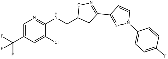 3-Chloro-N-((3-[1-(4-fluorophenyl)-1H-pyrazol-3-yl]-4,5-dihydro-5-isoxazolyl)methyl)-5-(trifluoromethyl)-2-pyridinamine 结构式