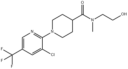 1-(3-氯-5-(三氟甲基)吡啶-2-基)-N-(2-羟基乙基)-N-甲基哌啶-4-甲酰胺 结构式