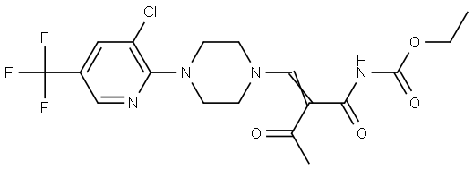 Ethyl N-(2-acetyl-3-(4-[3-chloro-5-(trifluoromethyl)-2-pyridinyl]piperazino)acryloyl)carbamate 结构式