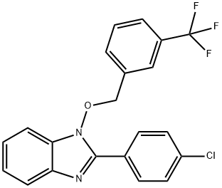 2-(4-Chlorophenyl)-1-([3-(trifluoromethyl)benzyl]oxy)-1H-1,3-benzimidazole 结构式