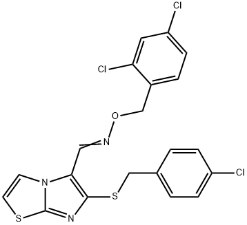 6-[(4-CHLOROBENZYL)SULFANYL]IMIDAZO[2,1-B][1,3]THIAZOLE-5-CARBALDEHYDE O-(2,4-DICHLOROBENZYL)OXIME 结构式