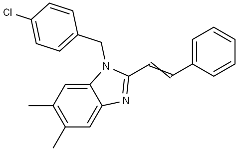1-(4-Chlorobenzyl)-5,6-dimethyl-2-styryl-1H-1,3-benzimidazole 结构式