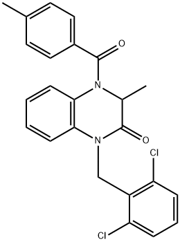 1-(2,6-DICHLOROBENZYL)-3-METHYL-4-(4-METHYLBENZOYL)-3,4-DIHYDRO-2(1H)-QUINOXALINONE 结构式