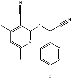 2-([(4-CHLOROPHENYL)(CYANO)METHYL]SULFANYL)-4,6-DIMETHYLNICOTINONITRILE 结构式