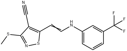 3-(Methylsulfanyl)-5-(2-[3-(trifluoromethyl)anilino]vinyl)-4-isothiazolecarbonitrile 结构式