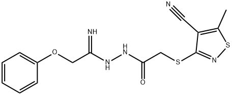 2-[(4-CYANO-5-METHYL-3-ISOTHIAZOLYL)SULFANYL]-N'-(2-PHENOXYETHANIMIDOYL)ACETOHYDRAZIDE 结构式
