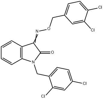 1-(2,4-DICHLOROBENZYL)-1H-INDOLE-2,3-DIONE 3-[O-(3,4-DICHLOROBENZYL)OXIME] 结构式