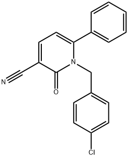 1-(4-CHLOROBENZYL)-2-OXO-6-PHENYL-1,2-DIHYDRO-3-PYRIDINECARBONITRILE 结构式