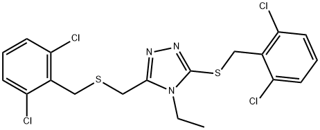 2,6-DICHLOROBENZYL (5-[(2,6-DICHLOROBENZYL)SULFANYL]-4-ETHYL-4H-1,2,4-TRIAZOL-3-YL)METHYL SULFIDE 结构式