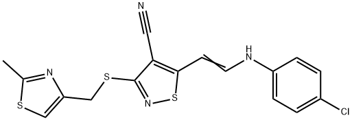 5-[2-(4-CHLOROANILINO)VINYL]-3-([(2-METHYL-1,3-THIAZOL-4-YL)METHYL]SULFANYL)-4-ISOTHIAZOLECARBONITRILE 结构式