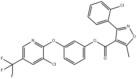 3-([3-CHLORO-5-(TRIFLUOROMETHYL)-2-PYRIDINYL]OXY)PHENYL 3-(2-CHLOROPHENYL)-5-METHYL-4-ISOXAZOLECARBOXYLATE 结构式