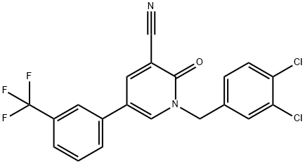 1-(3,4-DICHLOROBENZYL)-2-OXO-5-[3-(TRIFLUOROMETHYL)PHENYL]-1,2-DIHYDRO-3-PYRIDINECARBONITRILE 结构式