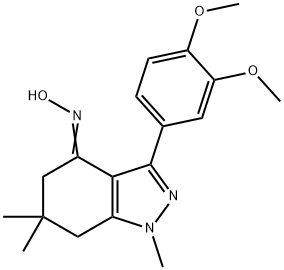 3-(3,4-DIMETHOXYPHENYL)-4-(HYDROXYIMINO)-1,6,6-TRIMETHYL-5,6,7-TRIHYDRO1H-INDAZOLE 结构式