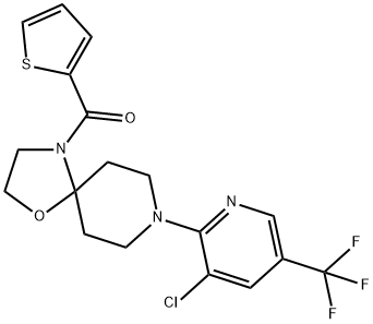 (8-[3-CHLORO-5-(TRIFLUOROMETHYL)-2-PYRIDINYL]-1-OXA-4,8-DIAZASPIRO[4.5]DEC-4-YL)(2-THIENYL)METHANONE 结构式