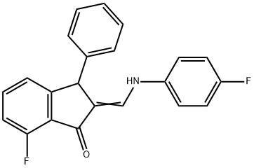 7-FLUORO-2-[(4-FLUOROANILINO)METHYLENE]-3-PHENYL-1-INDANONE 结构式