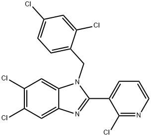 5,6-DICHLORO-2-(2-CHLORO-3-PYRIDINYL)-1-(2,4-DICHLOROBENZYL)-1H-1,3-BENZIMIDAZOLE 结构式