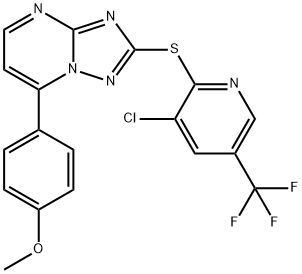 2-([3-CHLORO-5-(TRIFLUOROMETHYL)-2-PYRIDINYL]SULFANYL)-7-(4-METHOXYPHENYL)[1,2,4]TRIAZOLO[1,5-A]PYRIMIDINE 结构式
