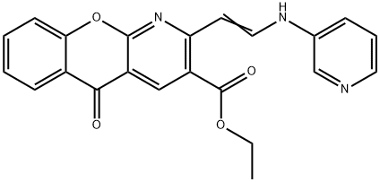 ETHYL 5-OXO-2-[2-(3-PYRIDINYLAMINO)VINYL]-5H-CHROMENO[2,3-B]PYRIDINE-3-CARBOXYLATE 结构式