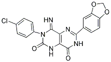 6-BENZO[D]1,3-DIOXOLAN-5-YL-3-(4-CHLOROPHENYL)-4-IMINO-1,3,7-TRIHYDRO-5,7-DIAZAQUINAZOLINE-2,8-DIONE 结构式