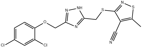 3-[((5-[(2,4-DICHLOROPHENOXY)METHYL]-1H-1,2,4-TRIAZOL-3-YL)METHYL)SULFANYL]-5-METHYL-4-ISOTHIAZOLECARBONITRILE 结构式