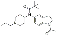 N-(1-ACETYL-2,3-DIHYDRO-(1H)-INDOL-5-YL)-2,2-DIMETHYL-N-(1-PROPYLPIPERIDIN-4-YL)PROPANAMIDE 结构式