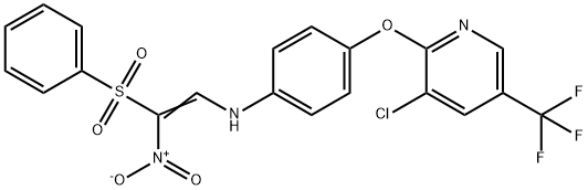 4-([3-CHLORO-5-(TRIFLUOROMETHYL)-2-PYRIDINYL]OXY)-N-[2-NITRO-2-(PHENYLSULFONYL)VINYL]ANILINE 结构式