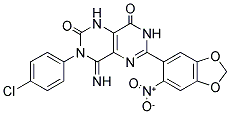 3-(4-CHLOROPHENYL)-4-IMINO-6-(6-NITROBENZO[D]1,3-DIOXOLEN-5-YL)-1,3,7-TRIHYDRO-5,7-DIAZAQUINAZOLINE-2,8-DIONE 结构式