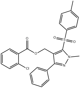 (1-METHYL-5-[(4-METHYLPHENYL)SULFONYL]-3-PHENYL-1H-PYRAZOL-4-YL)METHYL 2-CHLOROBENZENECARBOXYLATE 结构式