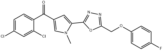 (2,4-DICHLOROPHENYL)(5-(5-[(4-FLUOROPHENOXY)METHYL]-1,3,4-OXADIAZOL-2-YL)-1-METHYL-1H-PYRROL-3-YL)METHANONE 结构式