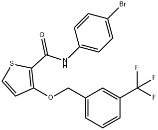 N-(4-BROMOPHENYL)-3-([3-(TRIFLUOROMETHYL)BENZYL]OXY)-2-THIOPHENECARBOXAMIDE 结构式