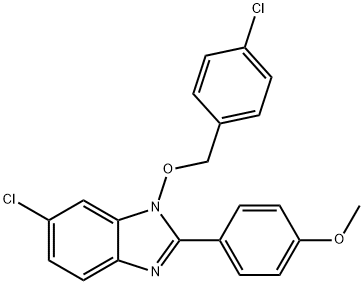 4-(6-CHLORO-1-[(4-CHLOROBENZYL)OXY]-1H-1,3-BENZIMIDAZOL-2-YL)PHENYL METHYL ETHER 结构式