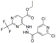 ETHYL 4-(2-[(2,6-DICHLORO-4-PYRIDYL)CARBONYL]HYDRAZINO)-2-(TRIFLUOROMETHYL)PYRIMIDINE-5-CARBOXYLATE 结构式