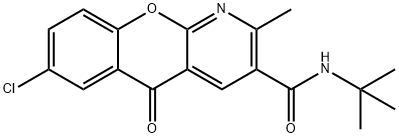 N-(叔丁基)-7-氯-2-甲基-5-氧代-5H-色烯[2,3-B]吡啶-3-甲酰胺 结构式