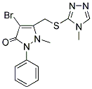 4-BROMO-2-METHYL-3-((5-METHYL(2,3,5-TRIAZOLYLTHIO))METHYL)-1-PHENYL-3-PYRAZOLIN-5-ONE 结构式