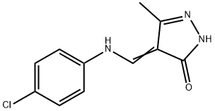 4-[(4-CHLOROANILINO)METHYLENE]-5-METHYL-2,4-DIHYDRO-3H-PYRAZOL-3-ONE 结构式