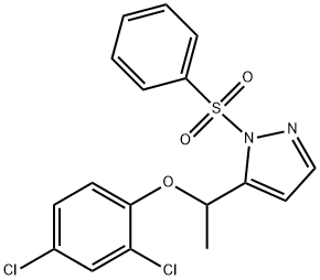 2,4-DICHLOROPHENYL 1-[1-(PHENYLSULFONYL)-1H-PYRAZOL-5-YL]ETHYL ETHER 结构式