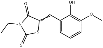 3-乙基-5-(2-羟基-3-甲氧基苯亚甲基)-2-硫代噻唑啉-4-酮 结构式