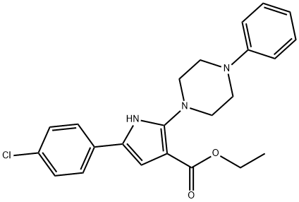 ETHYL 5-(4-CHLOROPHENYL)-2-(4-PHENYLPIPERAZINO)-1H-PYRROLE-3-CARBOXYLATE 结构式