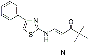2-(2,2-DIMETHYLPROPANOYL)-3-((4-PHENYL(2,5-THIAZOLYL))AMINO)PROP-2-ENENITRILE 结构式