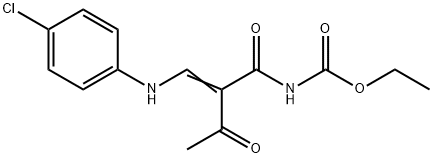 ETHYL N-[2-ACETYL-3-(4-CHLOROANILINO)ACRYLOYL]CARBAMATE 结构式