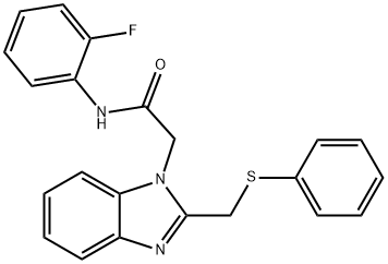 N-(2-氟苯基)-2-(2-((苯硫基)甲基)-1H-苯并[D]咪唑-1-基)乙酰胺 结构式