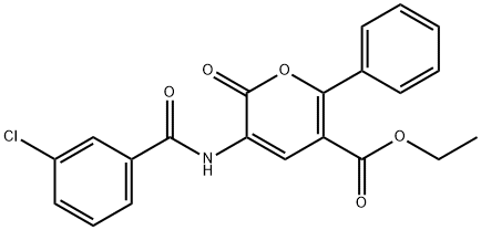 ETHYL 3-[(3-CHLOROBENZOYL)AMINO]-2-OXO-6-PHENYL-2H-PYRAN-5-CARBOXYLATE 结构式